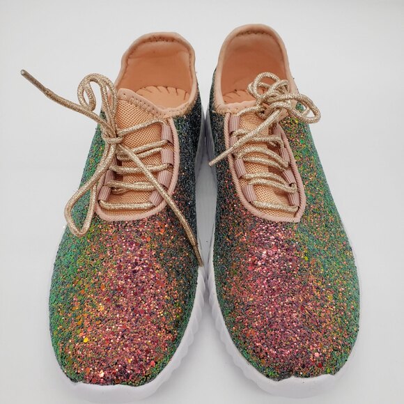 Forever Link Remy 18 Women’s 8 Holographic Glitter Sneakers Lightweight Sparkle - Picture 3 of 7